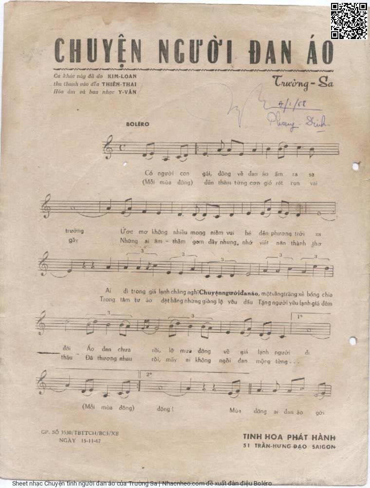 Page 2 of Sheet music PDF Chuyện tình người đan áo - Trường Sa