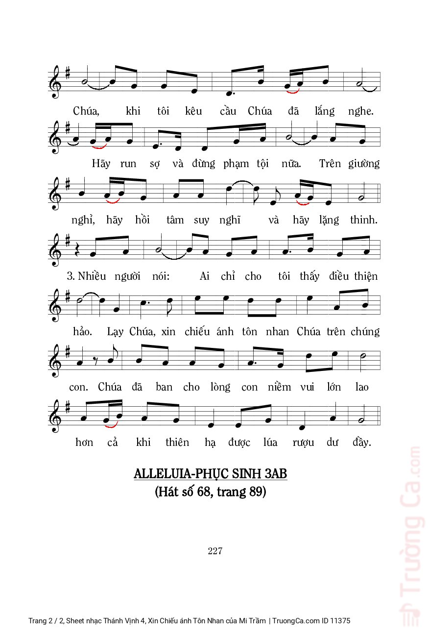 Page 2 of Sheet music PDF Thánh Vịnh 4, Xin Chiếu ánh Tôn Nhan - Mi Trầm