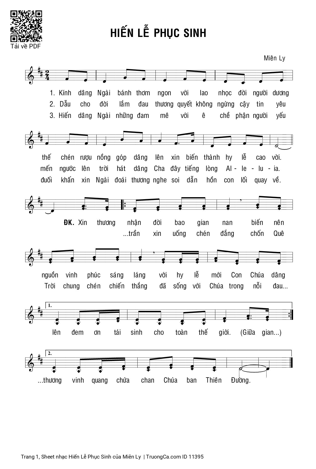 Sheet PDF of Hiến Lễ Phục Sinh