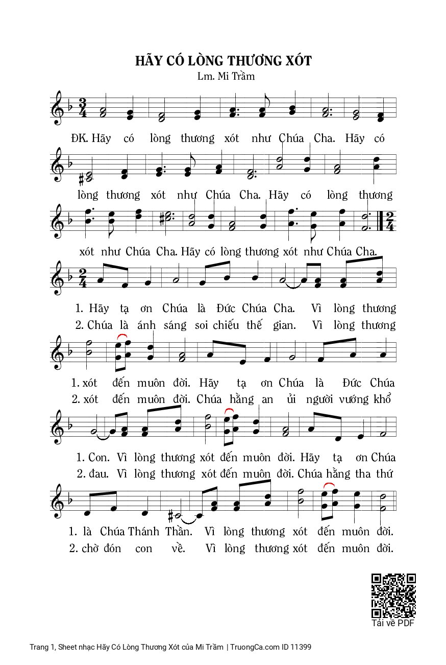 Sheet PDF of Hãy Có Lòng Thương Xót
