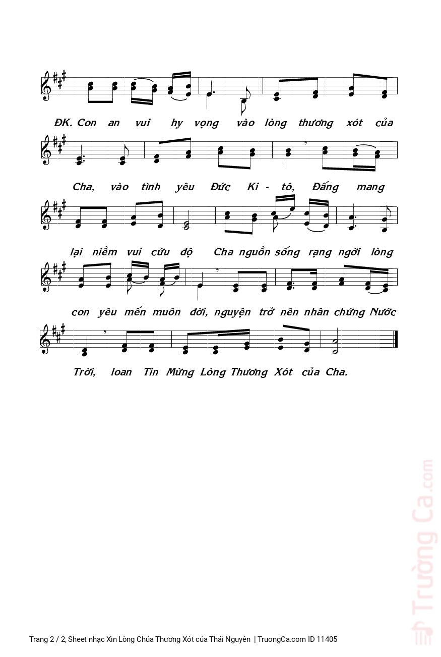 Page 2 of Sheet music PDF Xin Lòng Chúa Thương Xót - Thái Nguyên