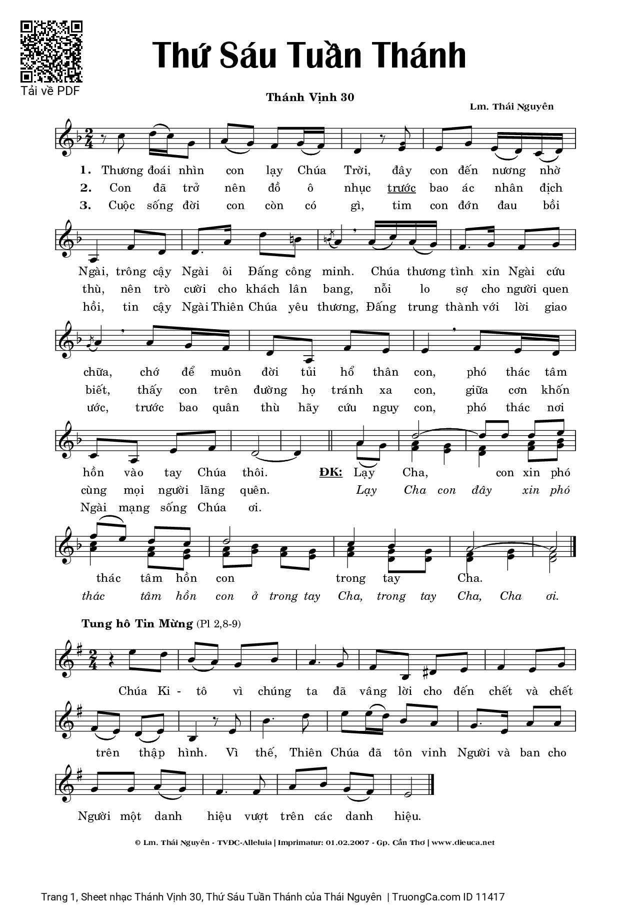 Sheet PDF of Thánh Vịnh 30, Thứ Sáu Tuần Thánh