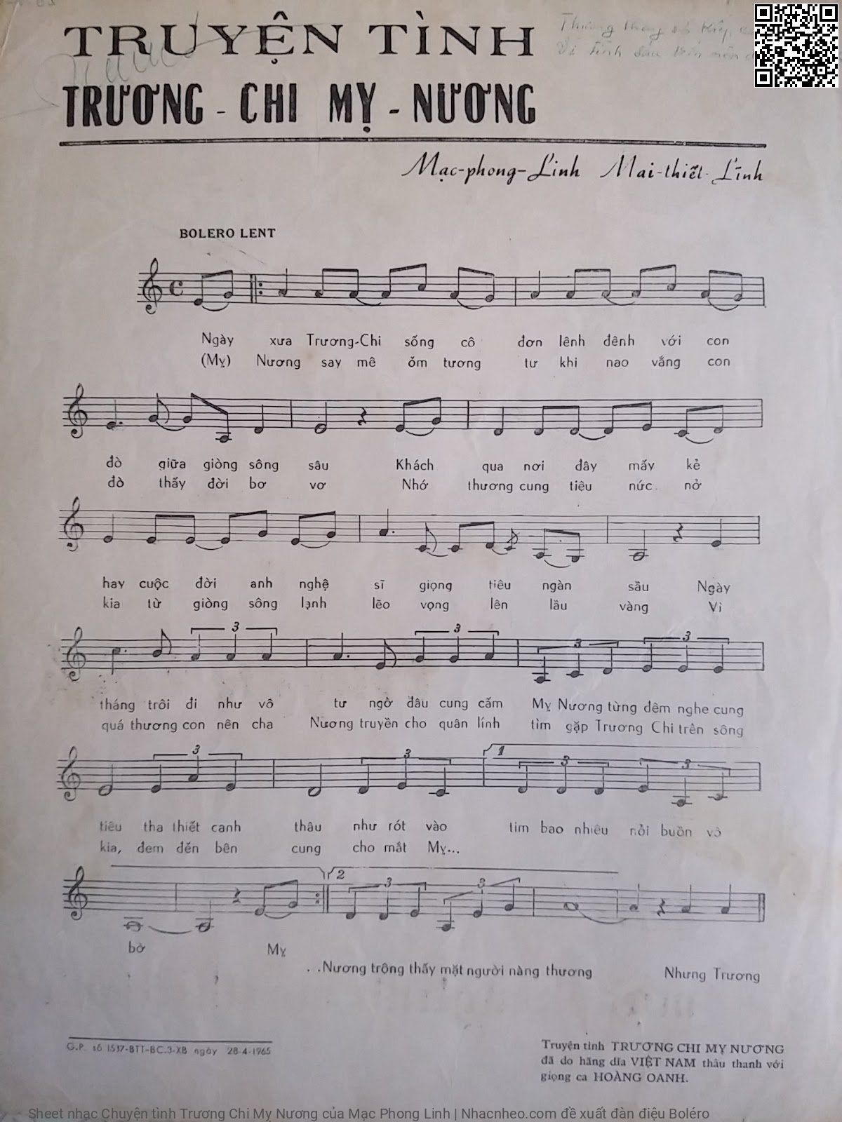 Page 2 of Sheet music PDF Chuyện tình Trương Chi Mỵ Nương - Mạc Phong Linh