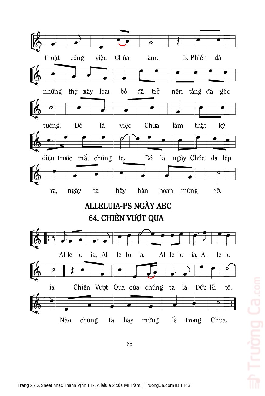 Page 2 of Sheet music PDF Thánh Vịnh 117, Alleluia 2 - Mi Trầm