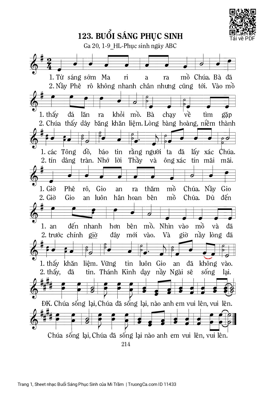 Sheet PDF of Buổi Sáng Phục Sinh