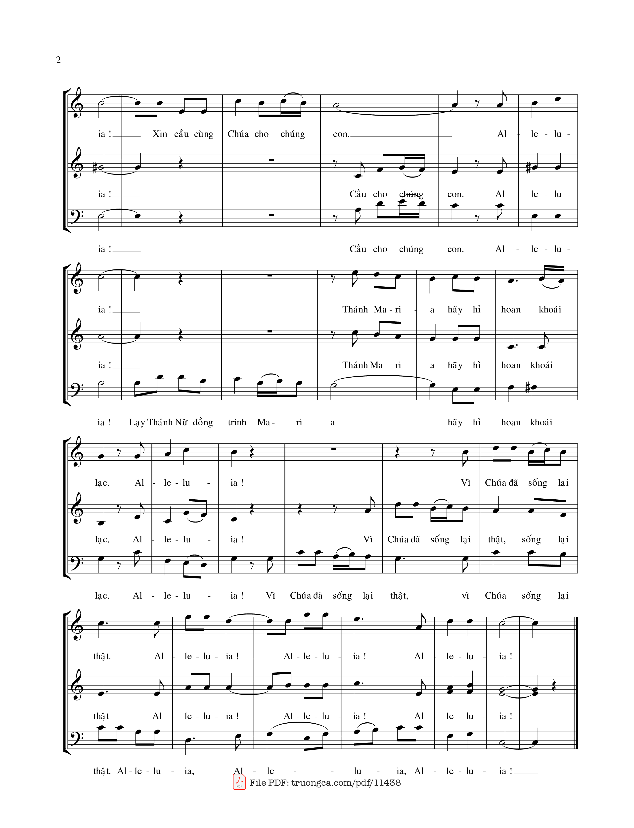 Page 2 of Sheet music PDF Lạy Nữ Vương Thiên đàng - Kim Long