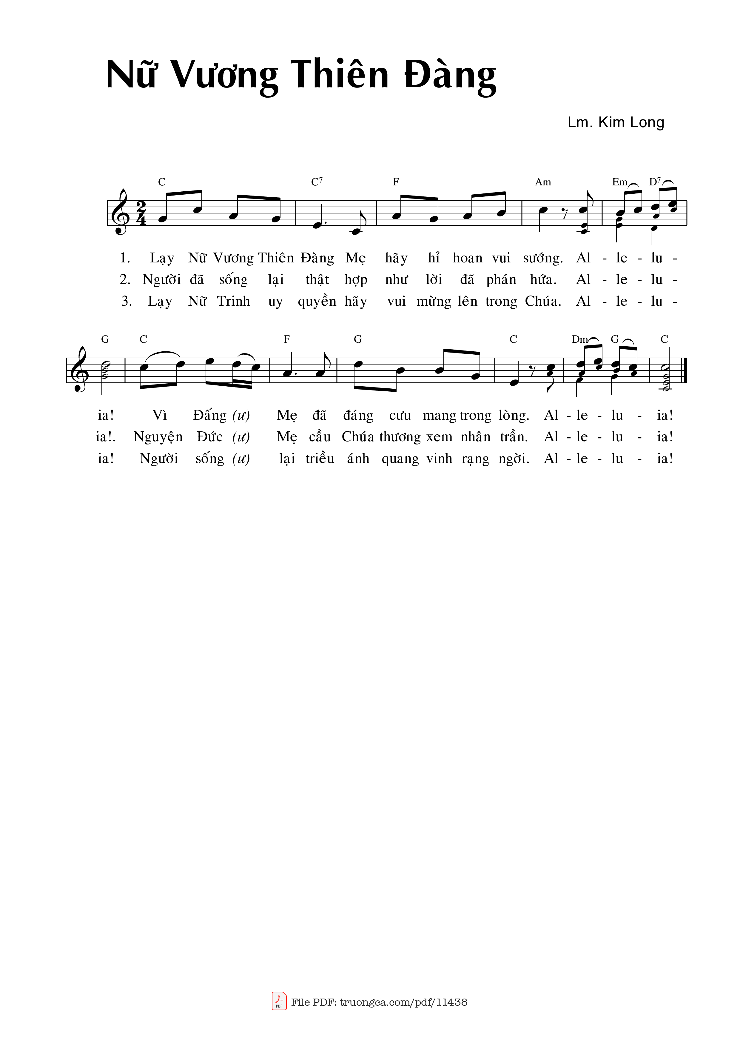 Page 3 of Sheet music PDF Lạy Nữ Vương Thiên đàng - Kim Long