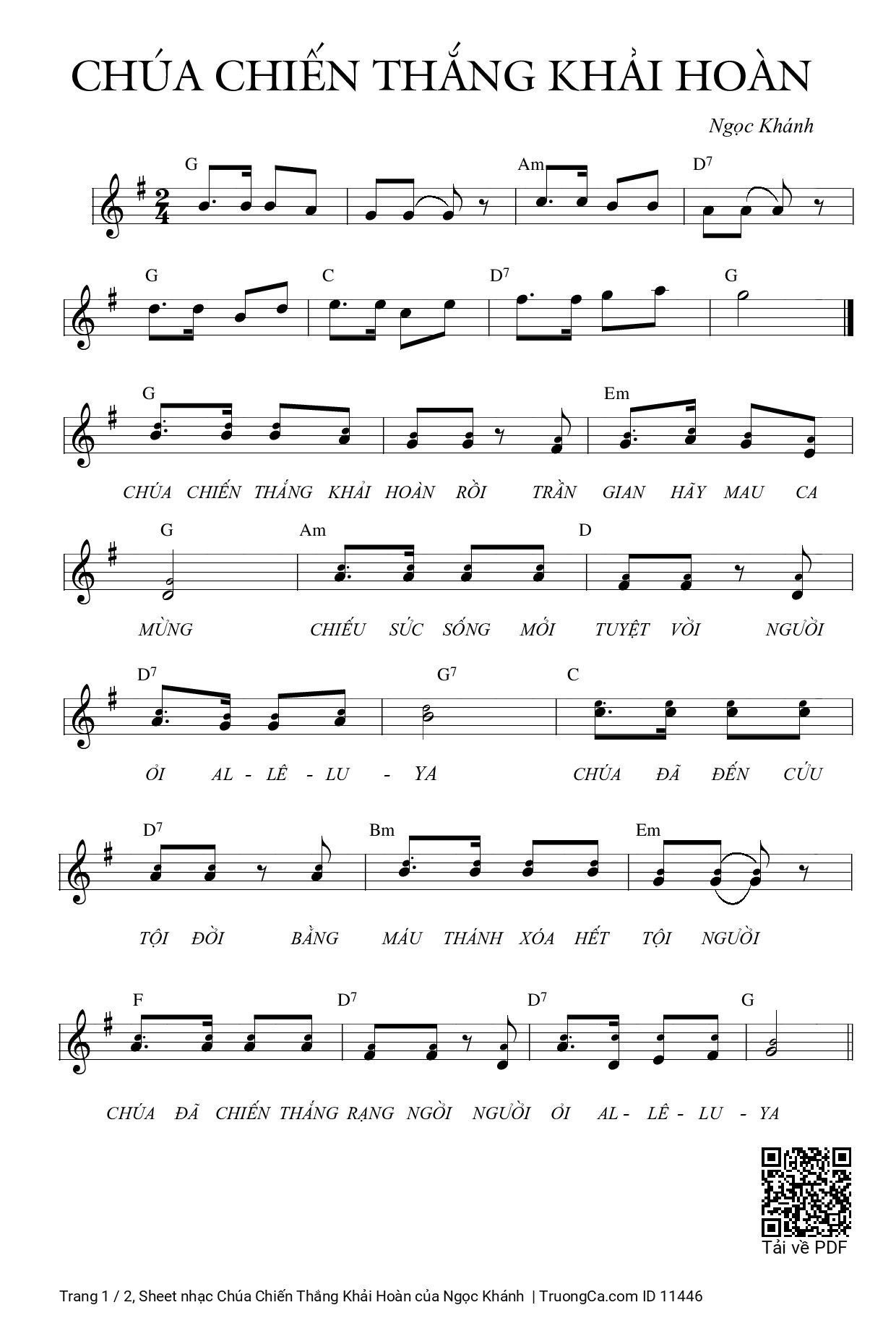 Sheet PDF of Chúa Chiến Thắng Khải Hoàn
