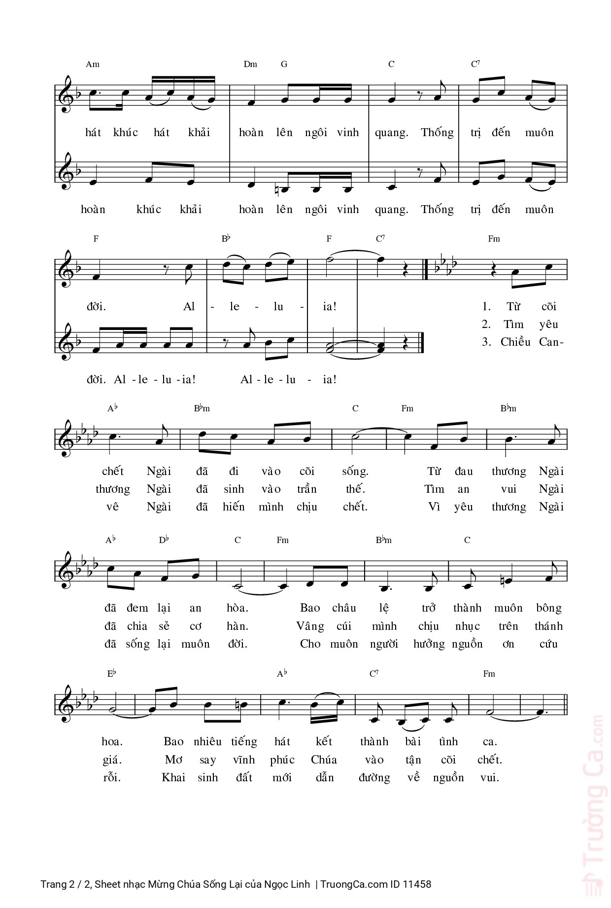 Page 2 of Sheet music PDF Mừng Chúa Sống Lại - Ngọc Linh