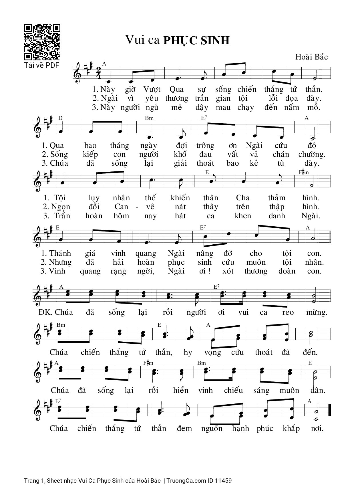 Page 1 of Sheet music PDF Vui Ca Phục Sinh - Hoài Bắc