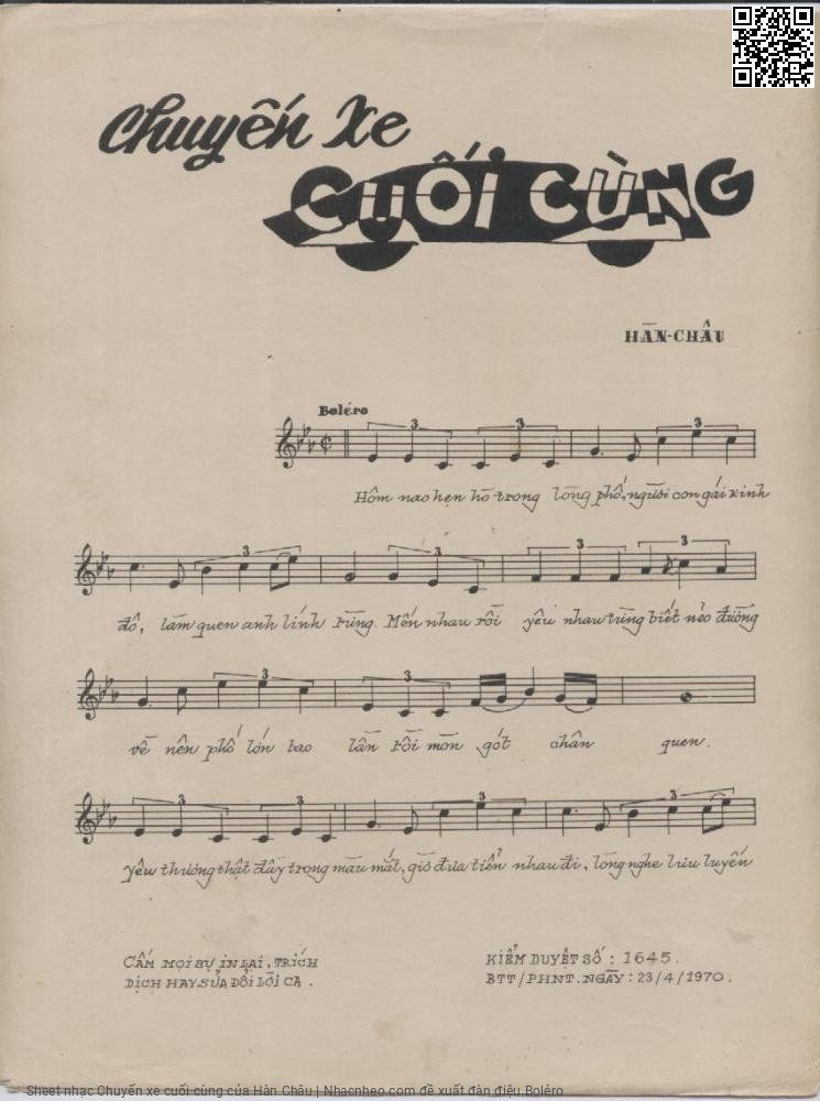 Page 2 of Sheet music PDF Chuyến xe cuối cùng - Hàn Châu