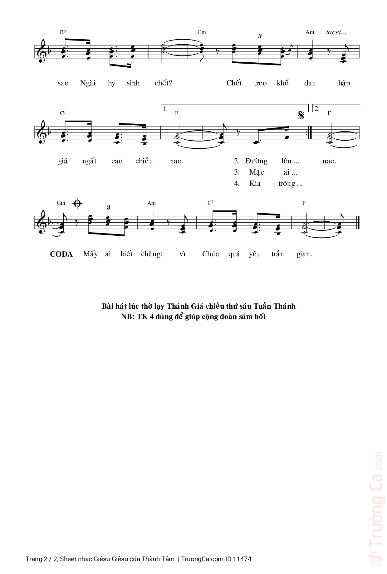 Page 2 of Sheet music PDF Giêsu Giêsu - Thành Tâm