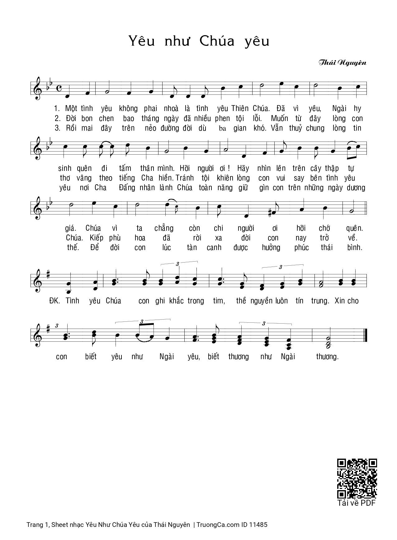 Sheet PDF of Yêu Như Chúa Yêu