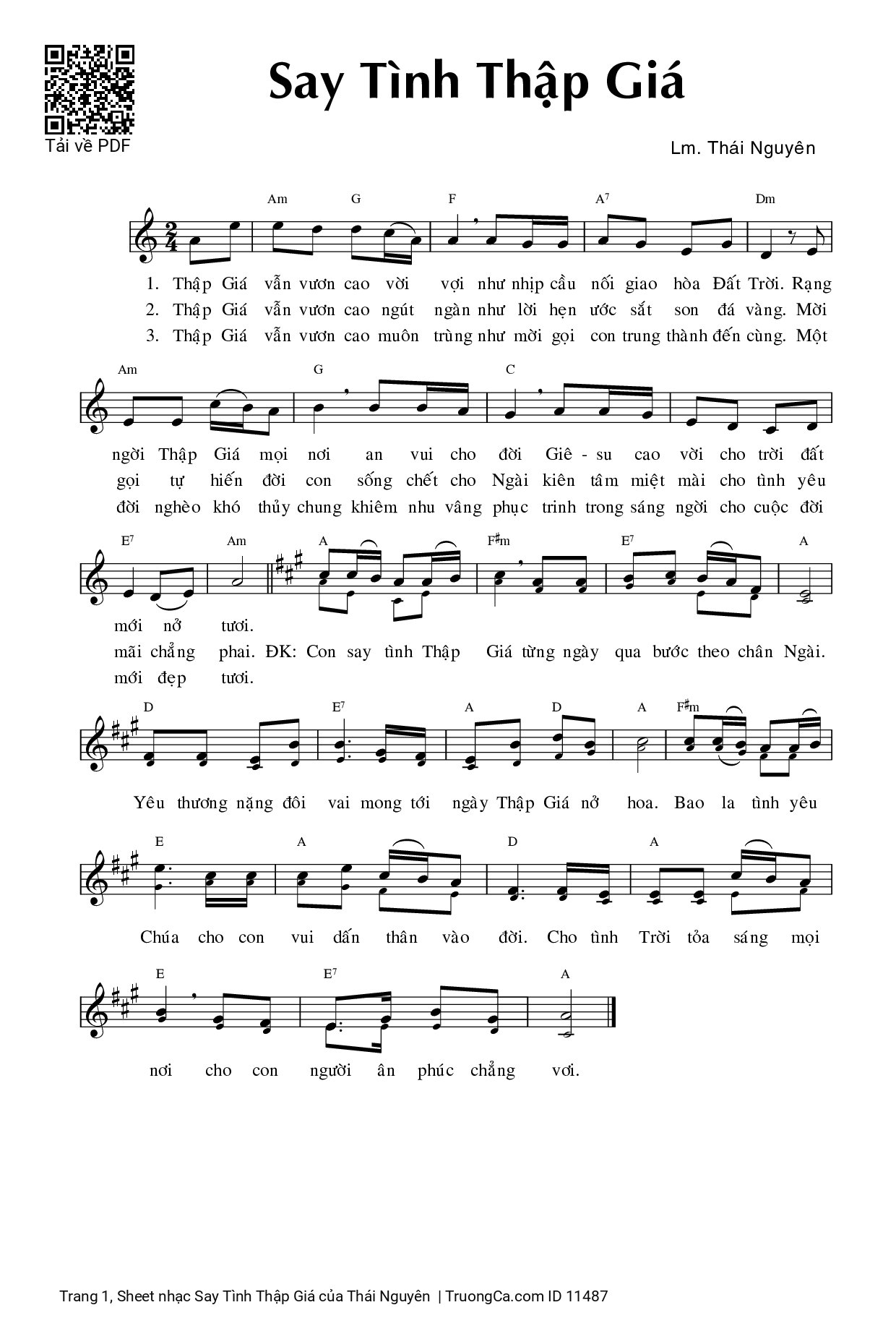 Sheet PDF of Say Tình Thập Giá