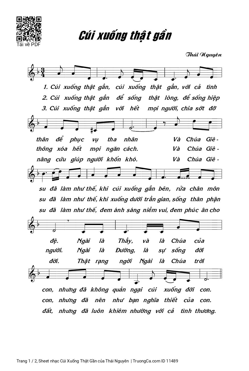 Sheet PDF of Cúi Xuống Thật Gần