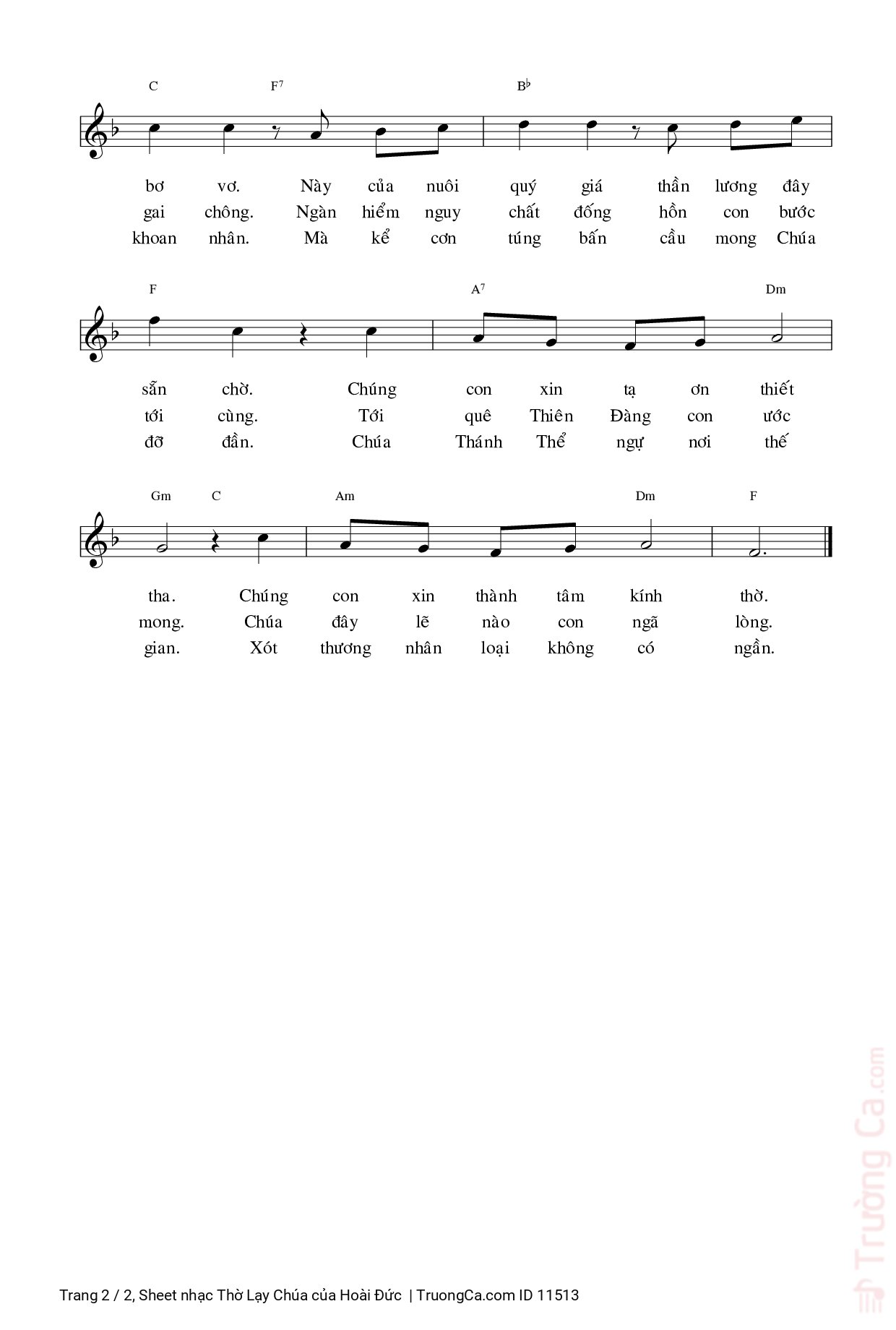Page 2 of Sheet music PDF Thờ Lạy Chúa - Hoài Đức
