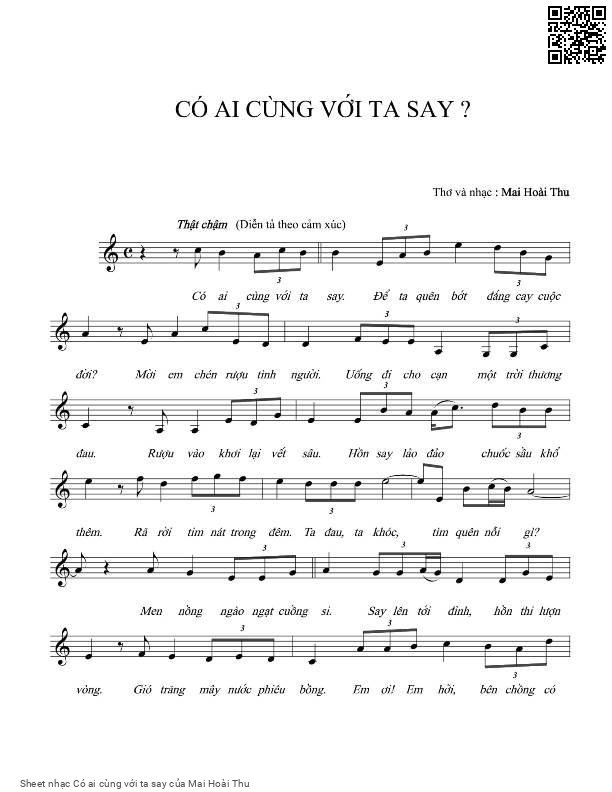 Sheet PDF of Có ai cùng với ta say