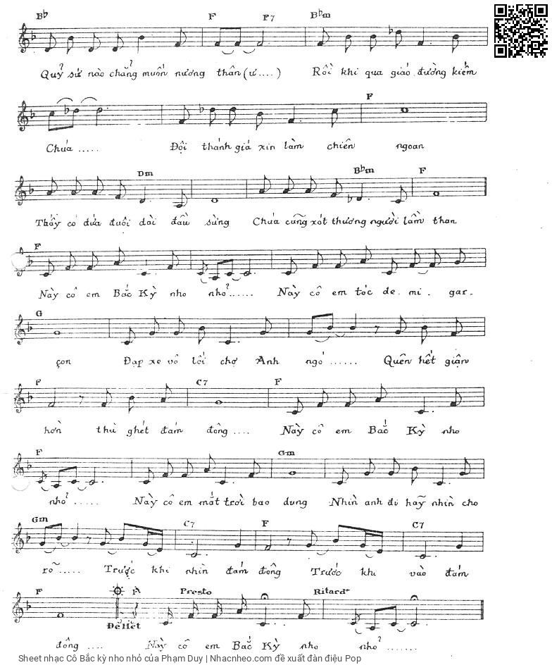 Page 2 of Sheet music PDF Cô Bắc kỳ nho nhỏ - Phạm Duy