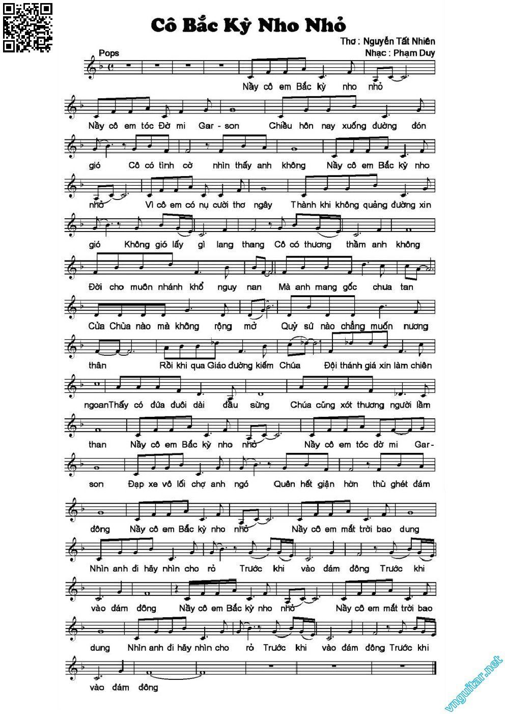 Page 3 of Sheet music PDF Cô Bắc kỳ nho nhỏ - Phạm Duy
