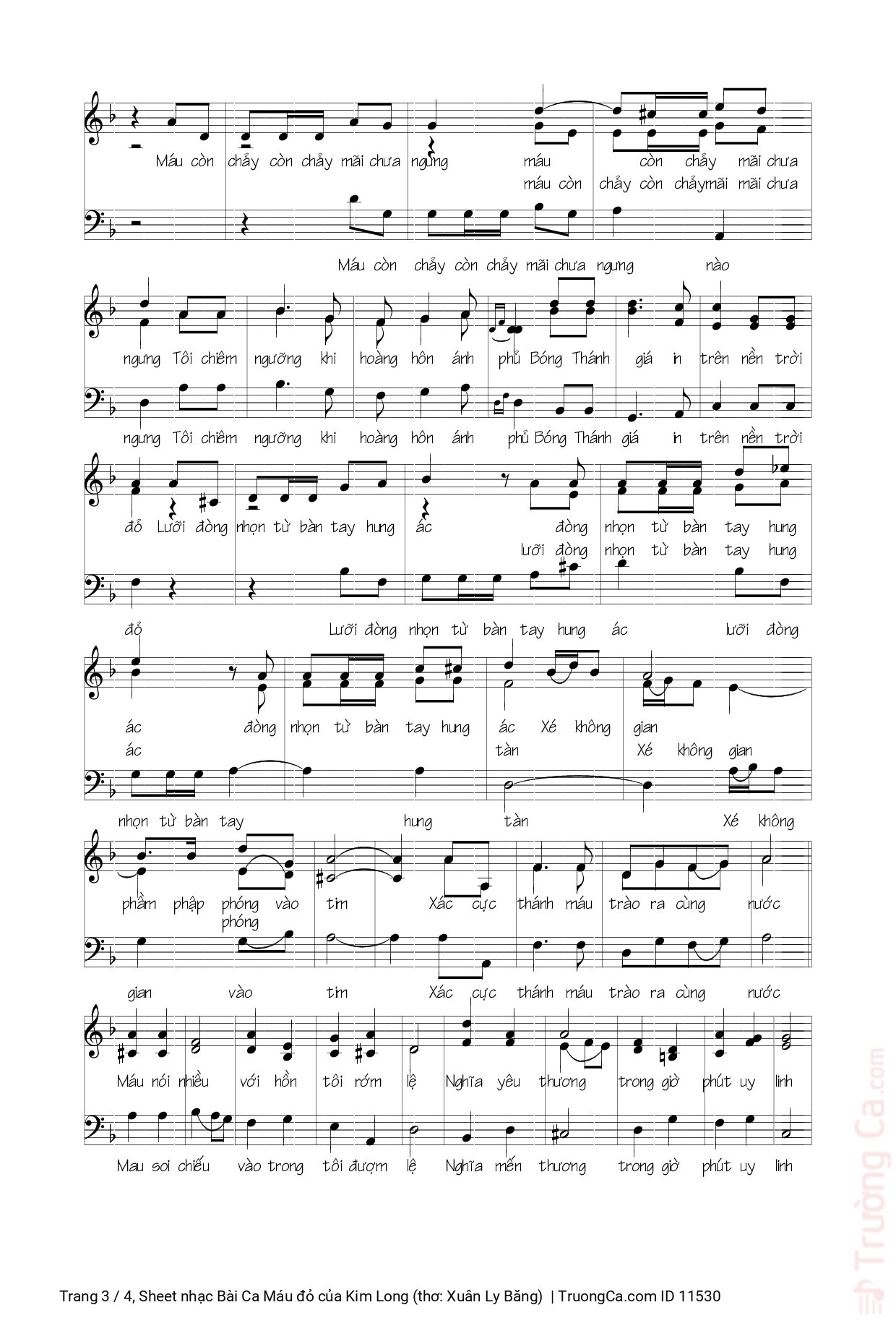 Page 3 of Sheet music PDF Bài Ca Máu đỏ - Kim Long (thơ: Xuân Ly Băng)