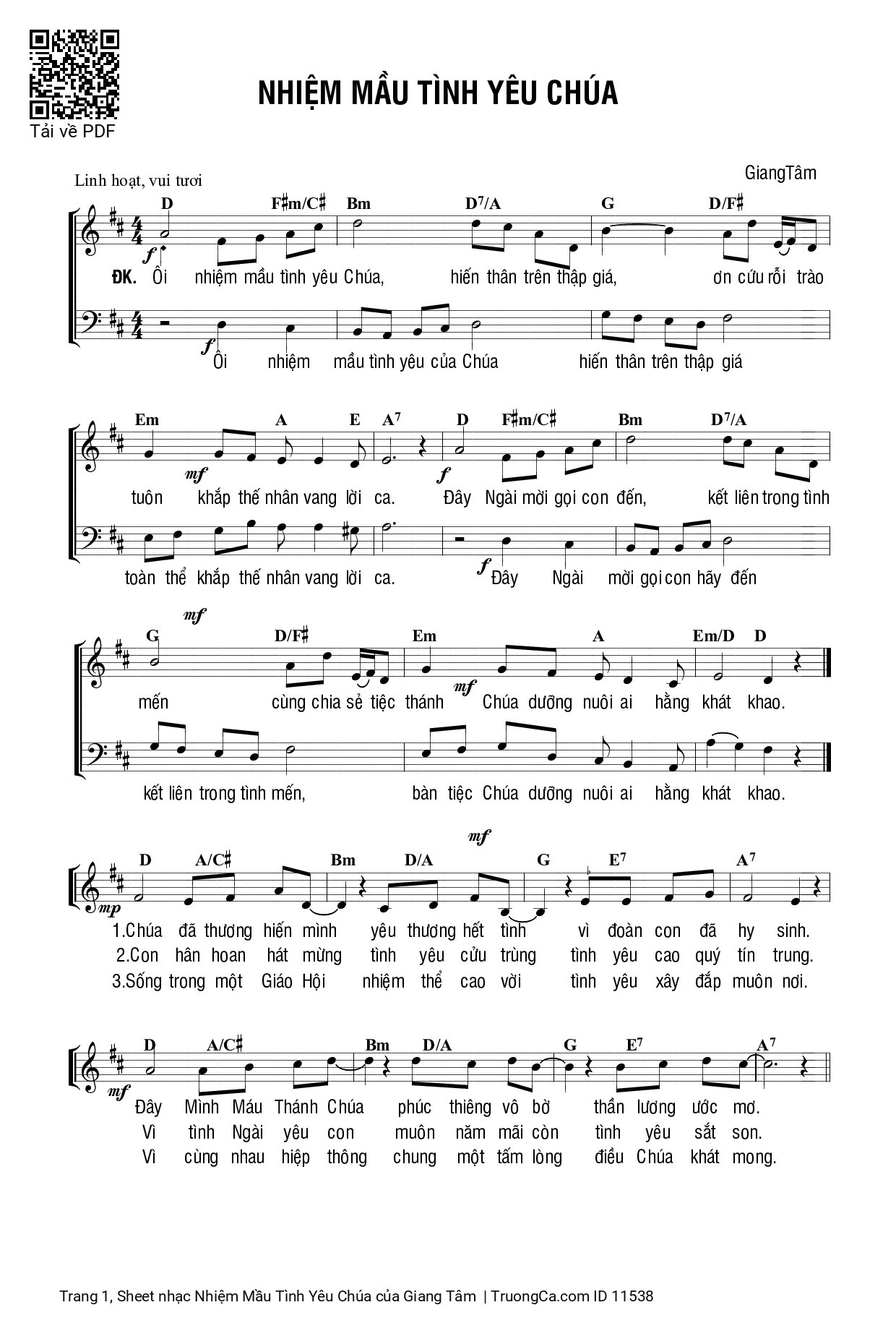 Sheet PDF of Nhiệm Mầu Tình Yêu Chúa