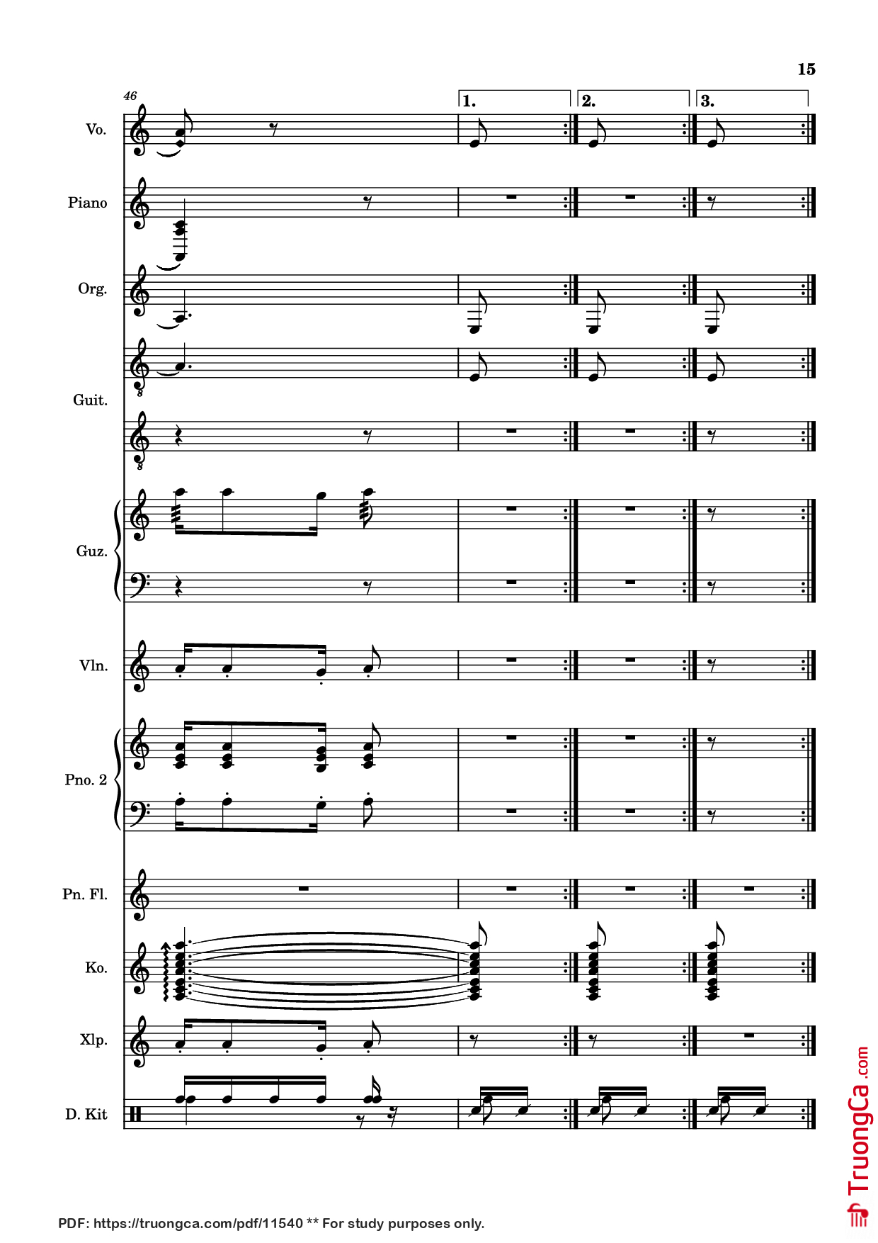 Page 15 of Sheet music PDF Piano Guitar Tab Hiến Lễ Tình Yêu (hợp xướng) - Thế Thông