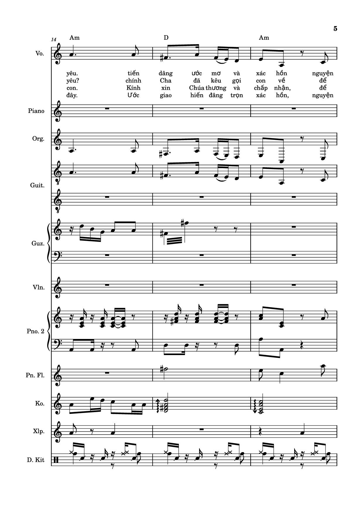 Page 5 of Sheet music PDF Piano Guitar Tab Hiến Lễ Tình Yêu (hợp xướng) - Thế Thông