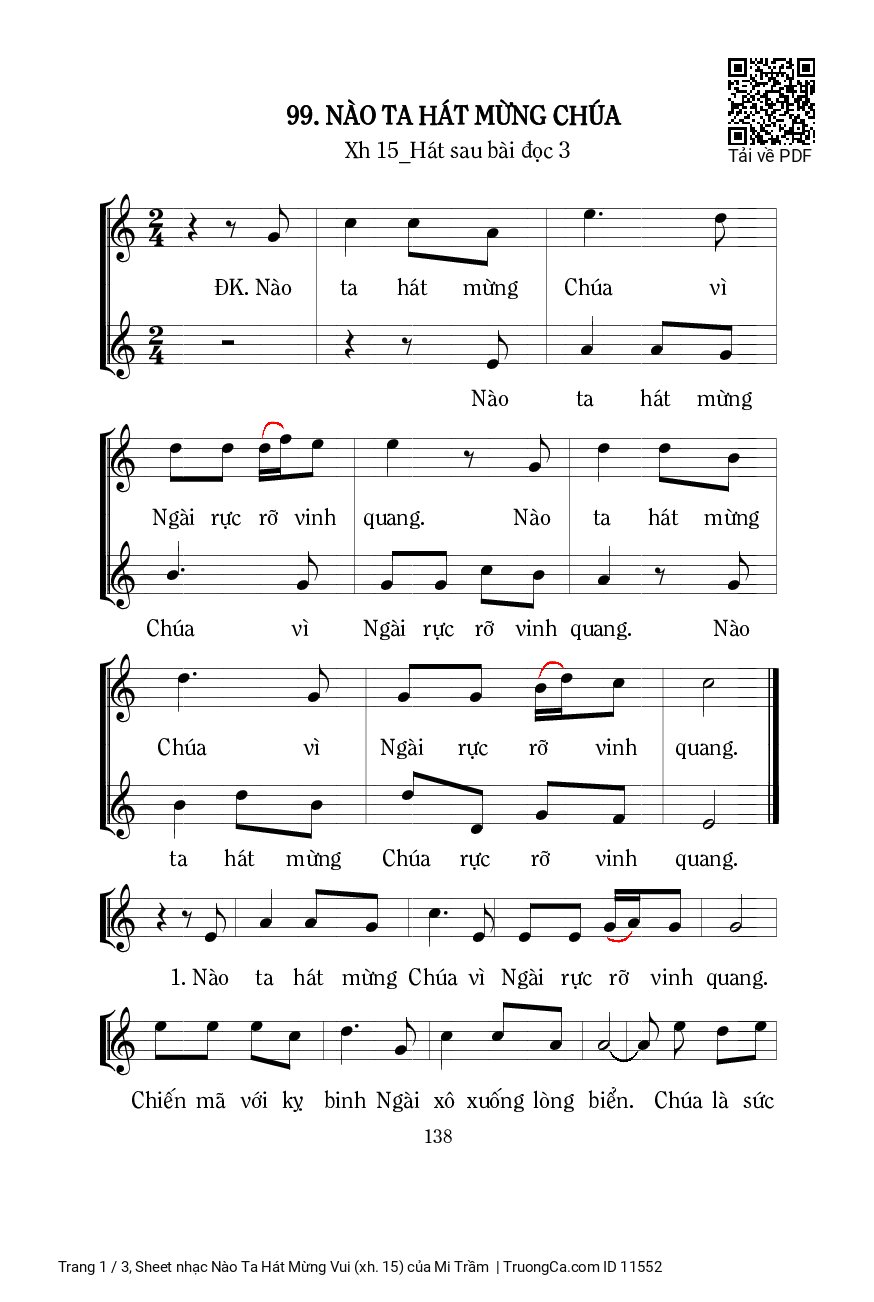 Sheet PDF of Nào Ta Hát Mừng Vui (xh. 15)