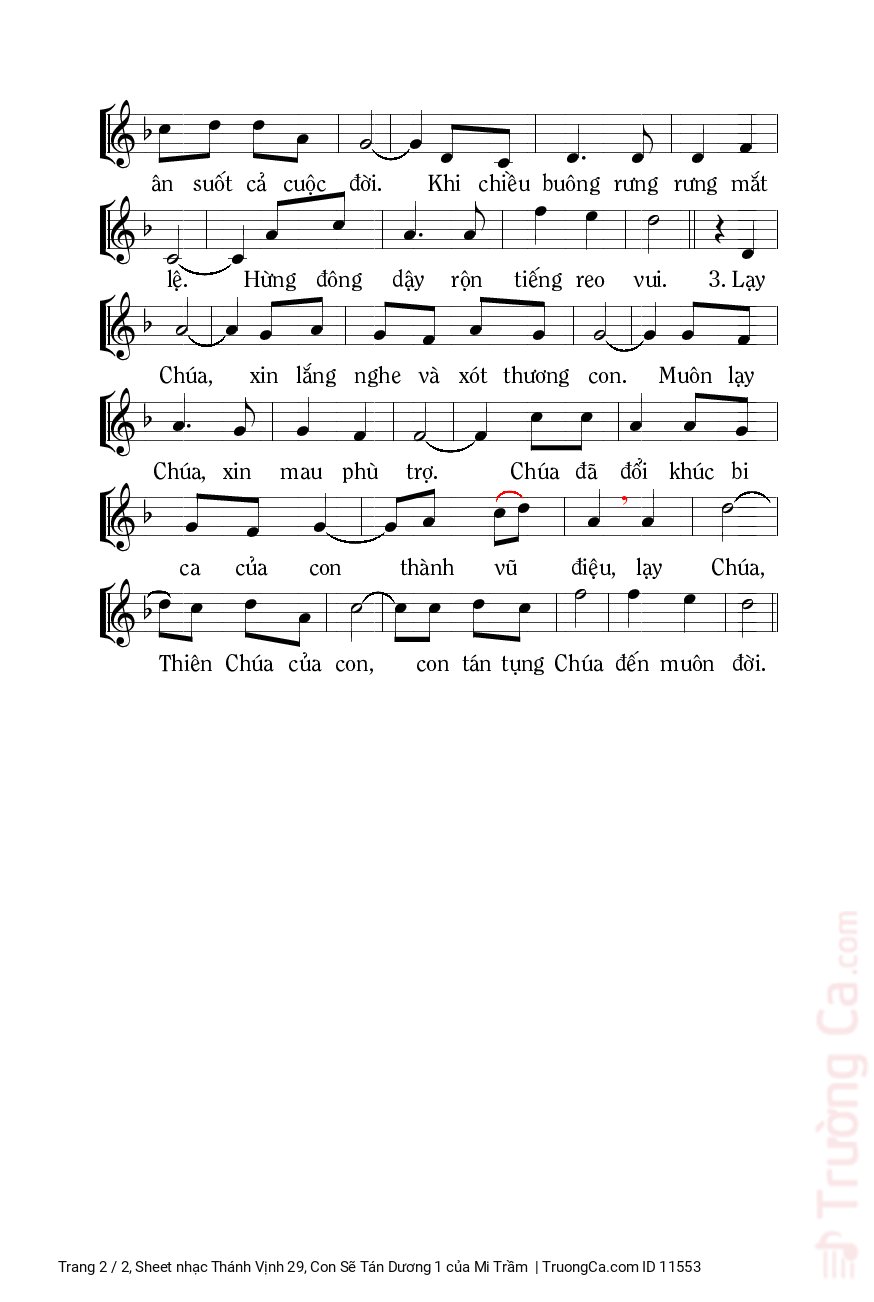 Page 2 of Sheet music PDF Thánh Vịnh 29, Con Sẽ Tán Dương 1 - Mi Trầm