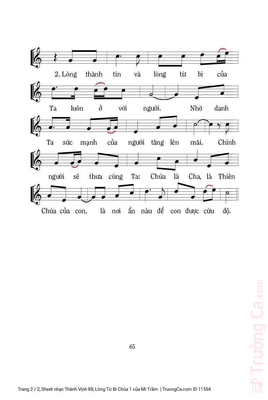 Page 2 of Sheet music PDF Thánh Vịnh 88, Lòng Từ Bi Chúa 1 - Mi Trầm