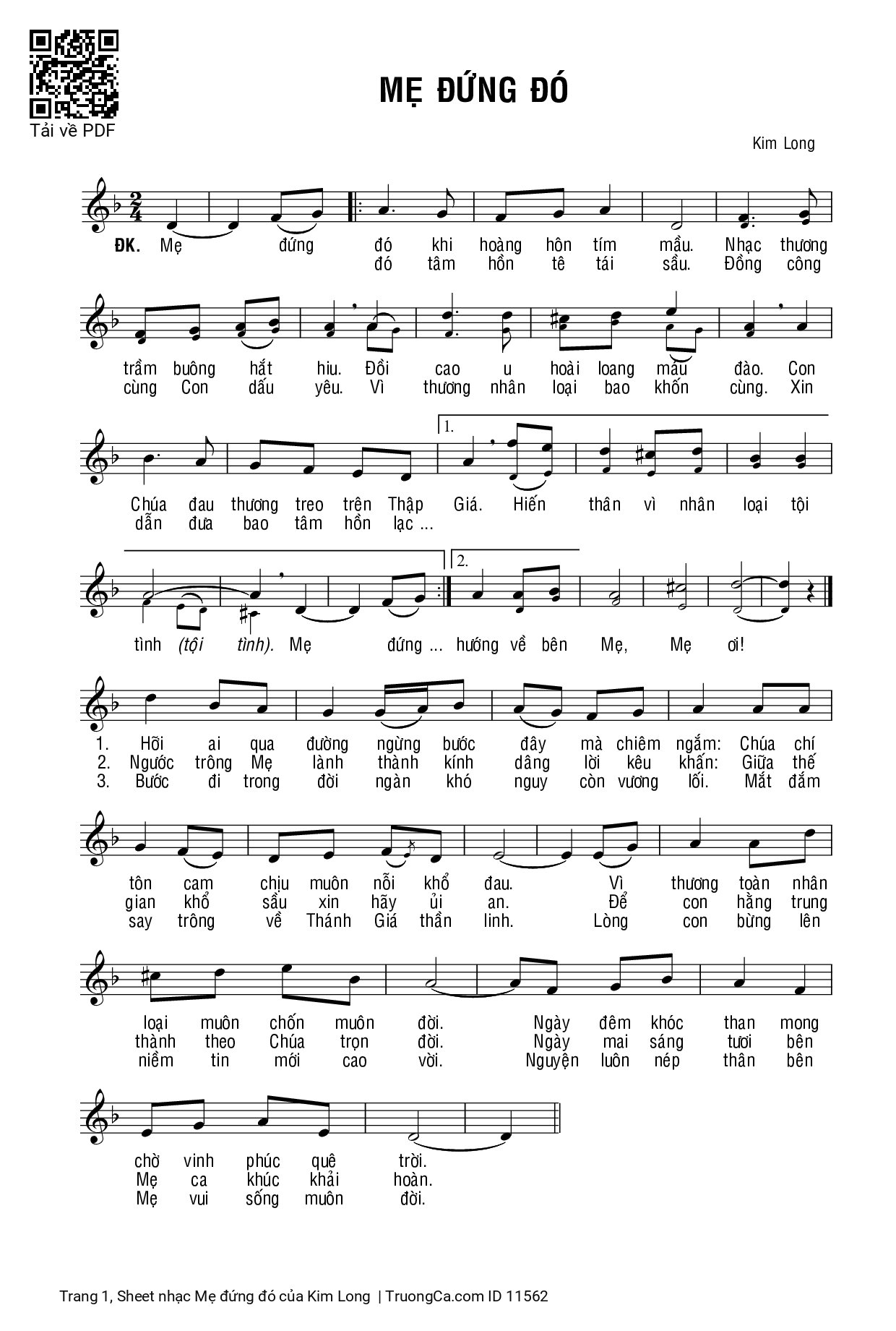 Sheet PDF of Mẹ đứng đó