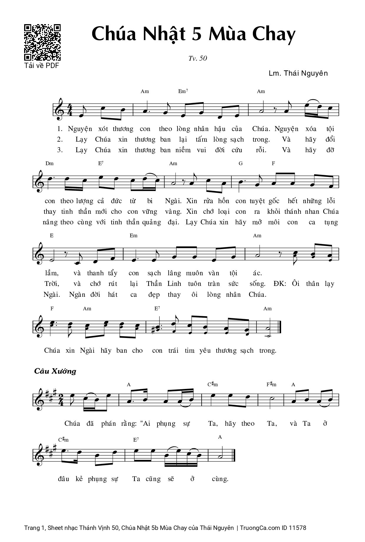 Sheet PDF of Thánh Vịnh 50, Chúa Nhật 5b Mùa Chay