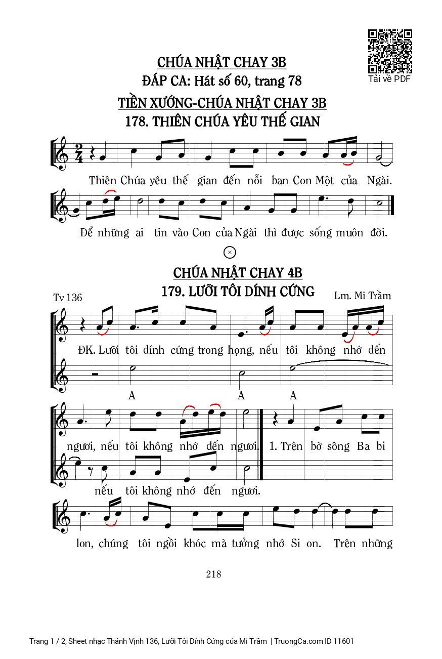 Sheet PDF of Thánh Vịnh 136, Lưỡi Tôi Dính Cứng