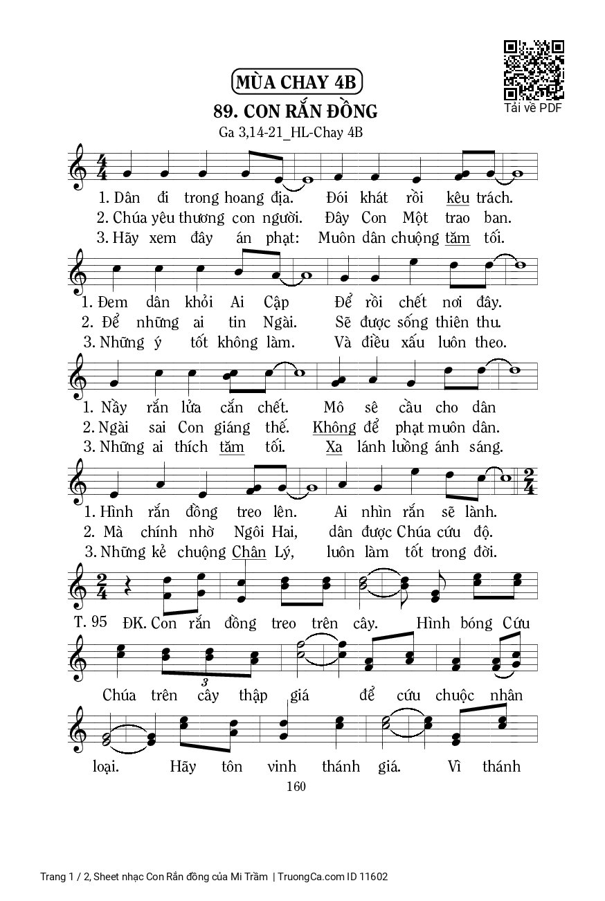 Page 1 of Sheet music PDF Con Rắn đồng - Mi Trầm