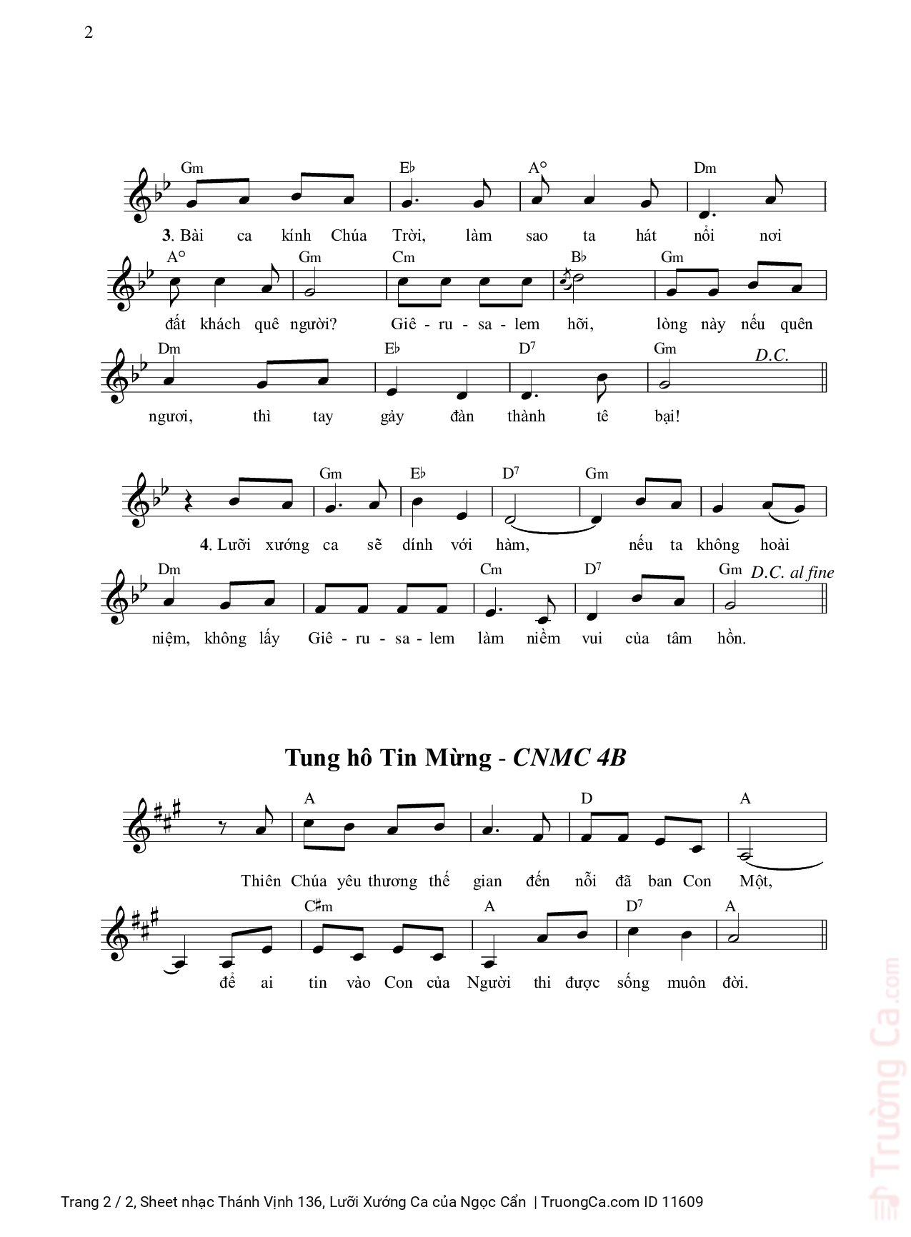 Page 2 of Sheet music PDF Thánh Vịnh 136, Lưỡi Xướng Ca - Ngọc Cẩn