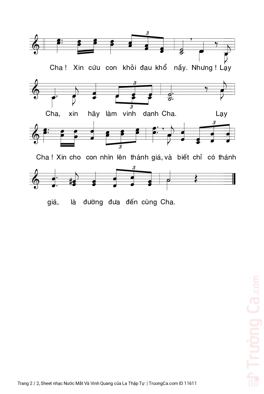 Page 2 of Sheet music PDF Nước Mắt Và Vinh Quang - La Thập Tự