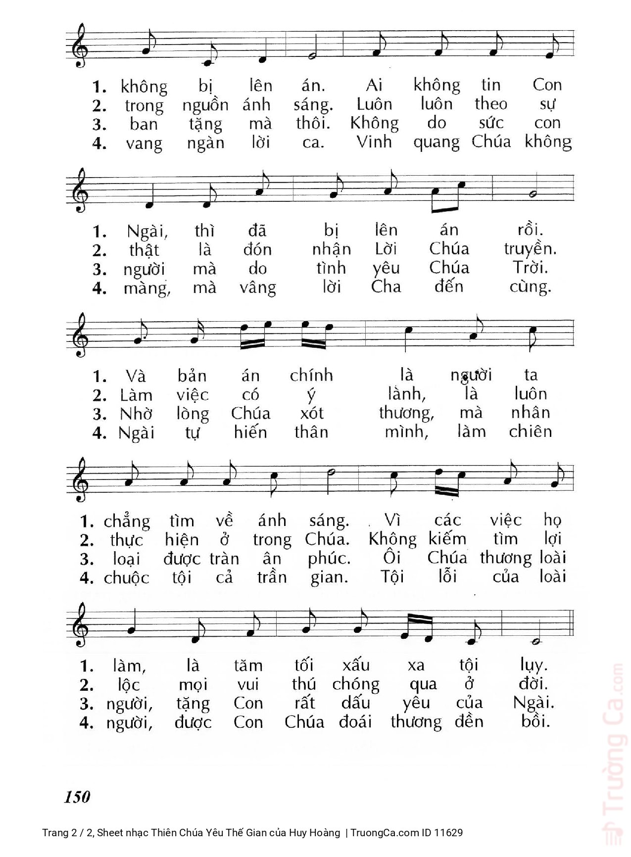 Page 2 of Sheet music PDF Thiên Chúa Yêu Thế Gian - Huy Hoàng