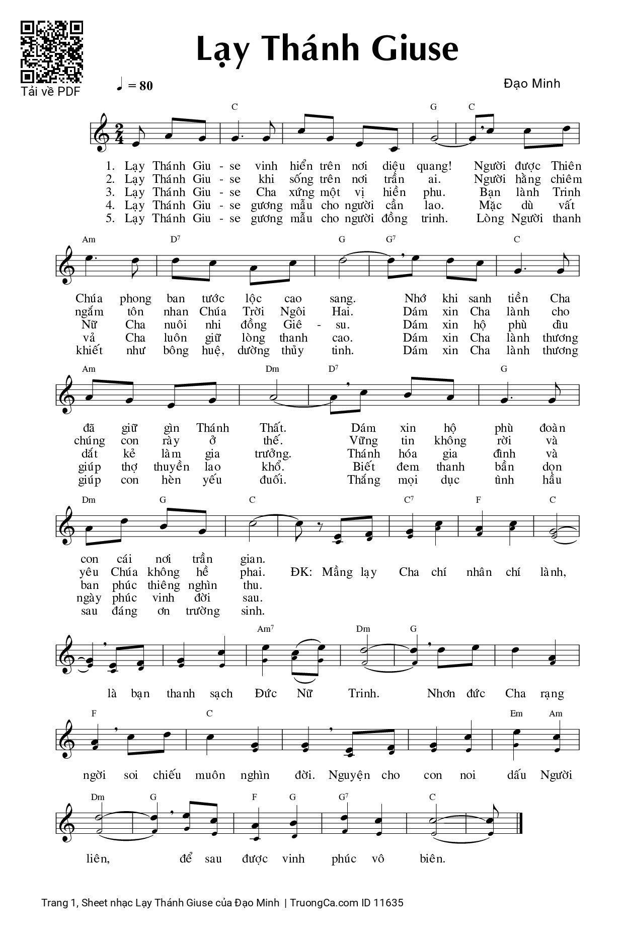 Sheet PDF of Lạy Thánh Giuse