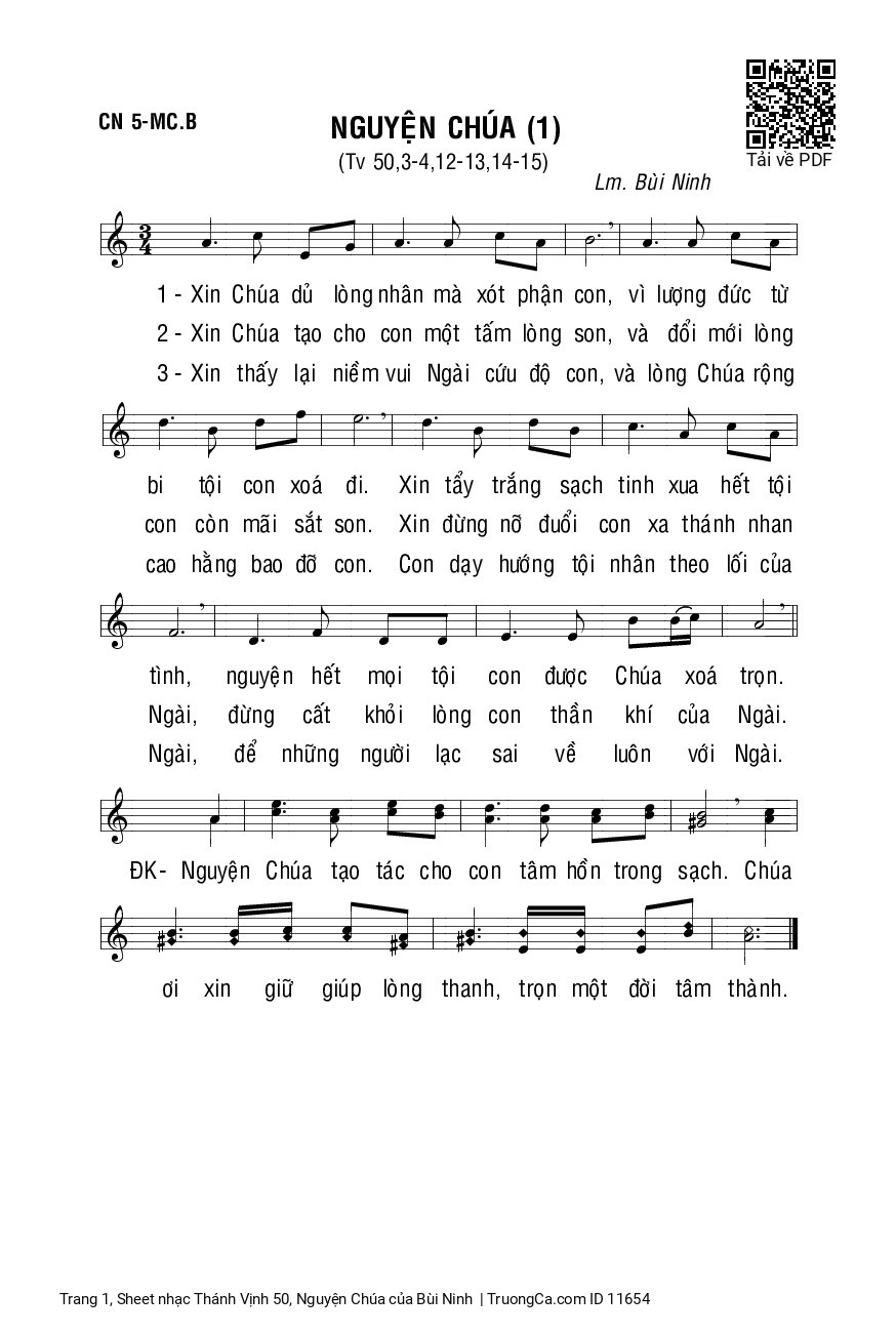 Page 1 of Sheet music PDF Thánh Vịnh 50, Nguyện Chúa - Bùi Ninh