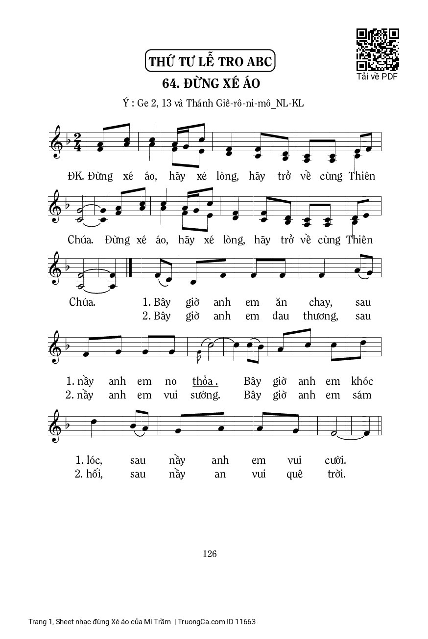 Page 1 of Sheet music PDF đừng Xé áo - Mi Trầm