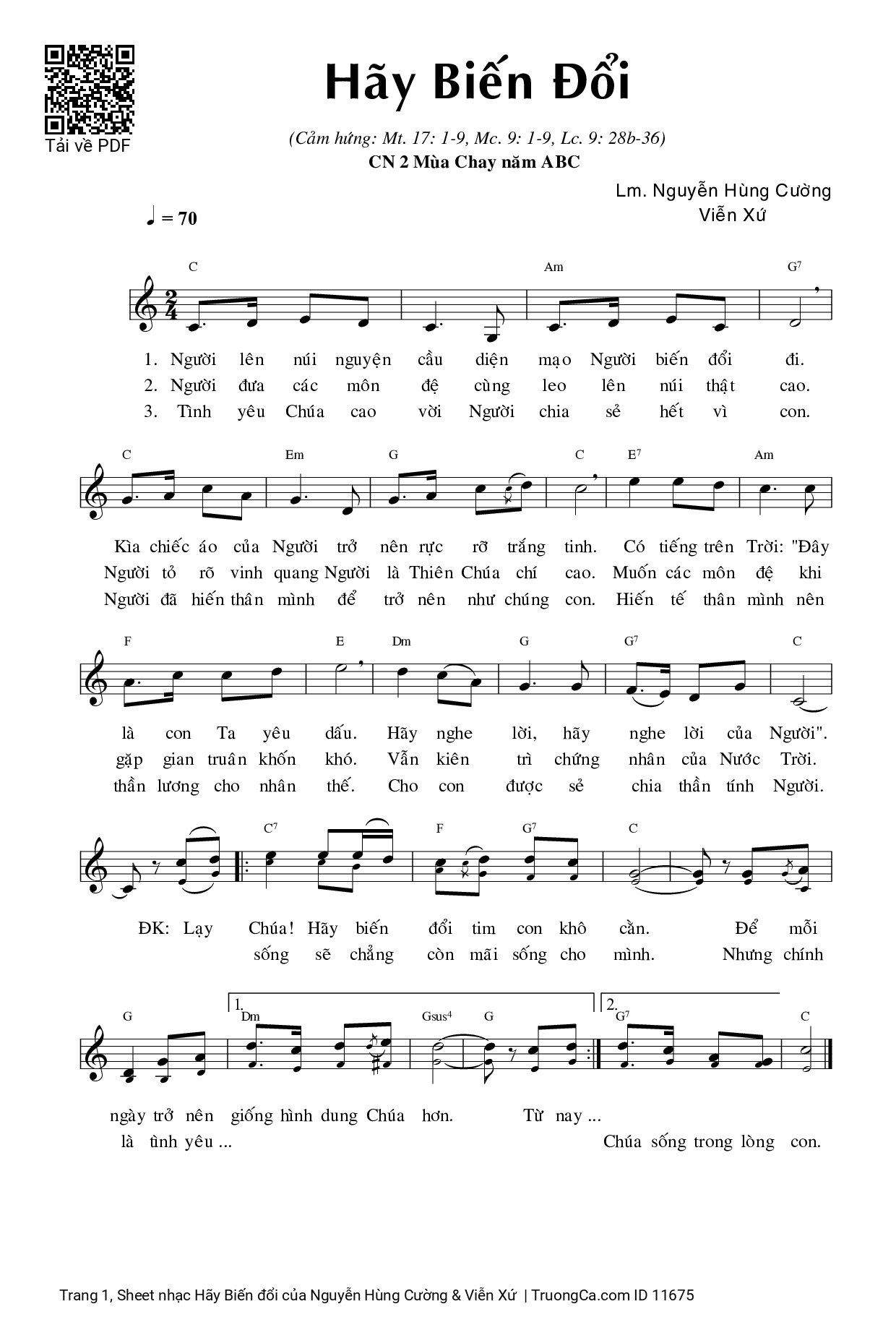 Sheet PDF of Hãy Biến đổi