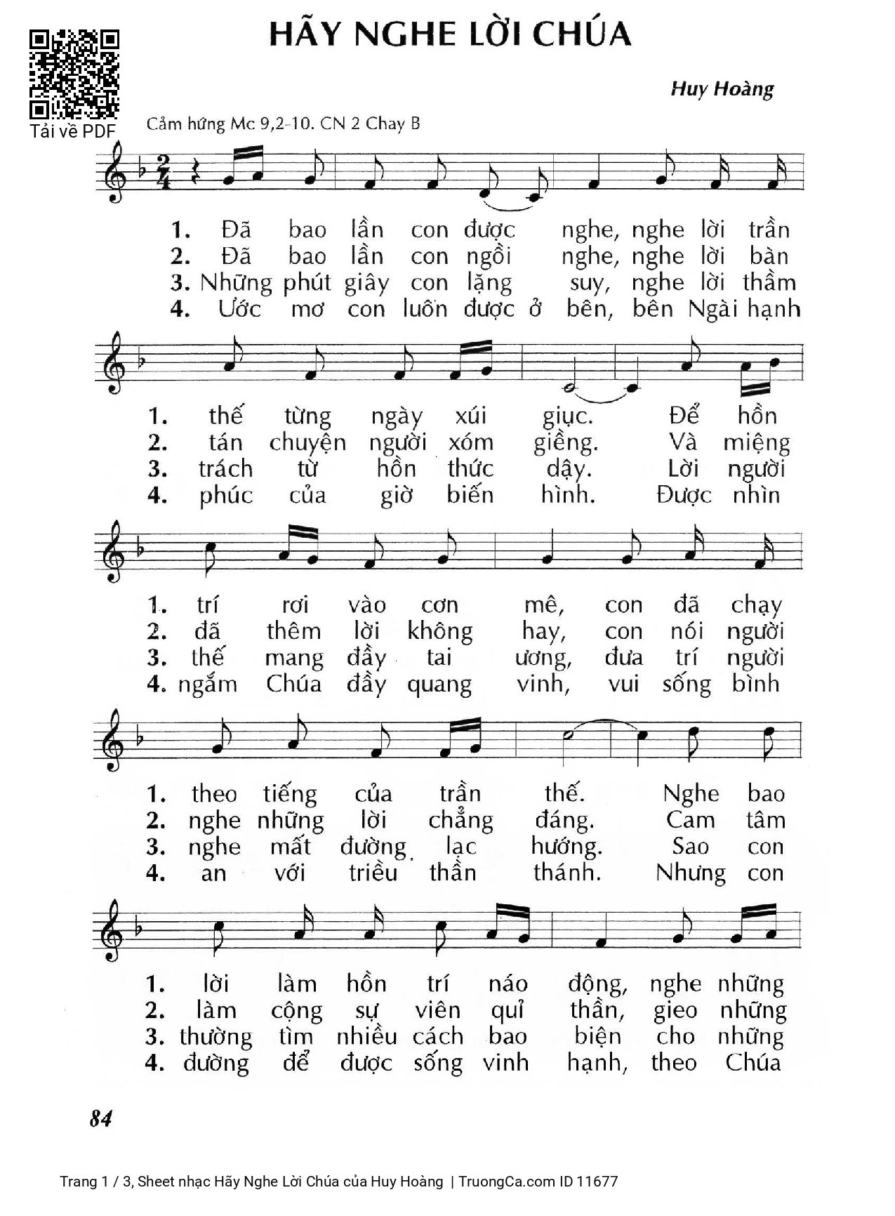 Sheet PDF of Hãy Nghe Lời Chúa