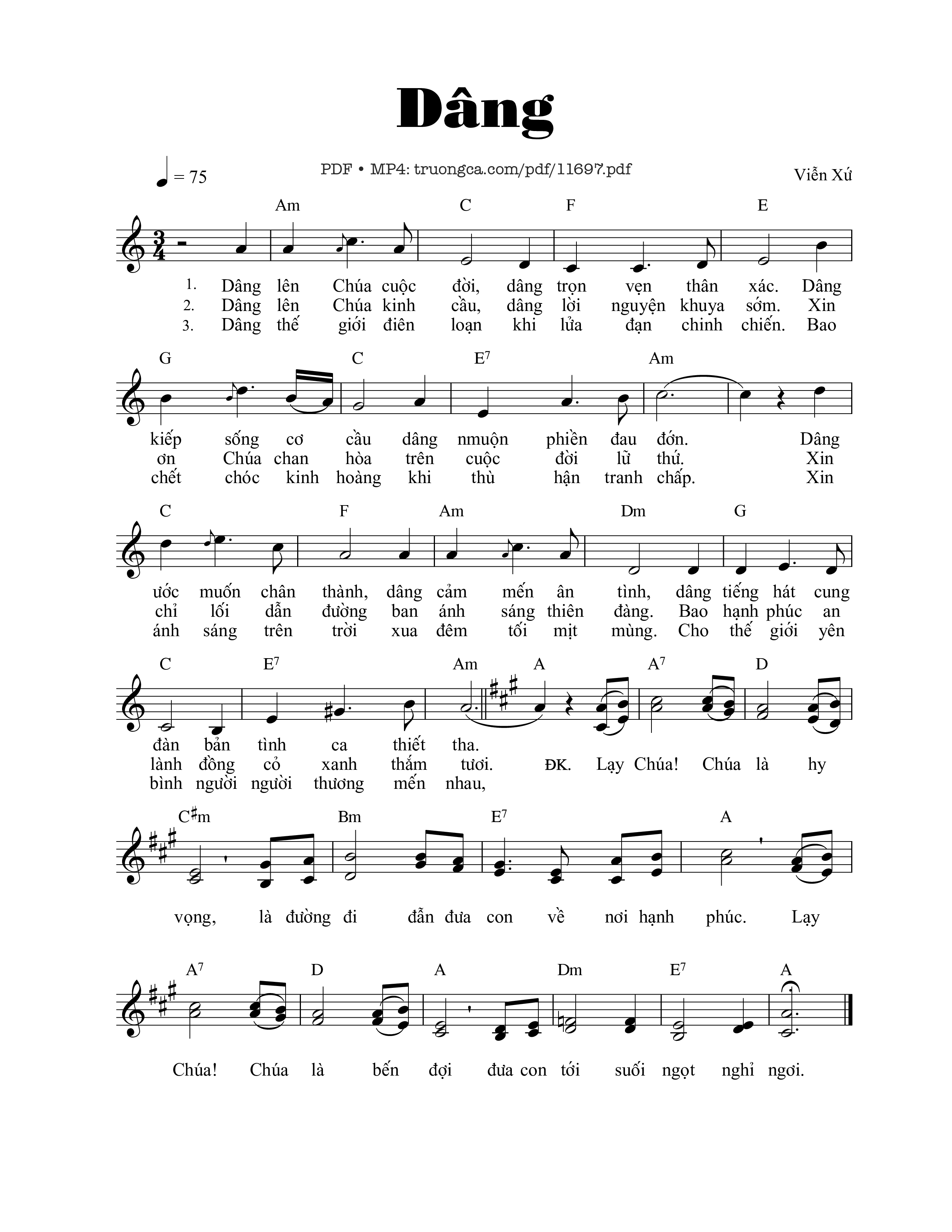 Page 1 of Sheet music PDF Dâng - Viễn Xứ