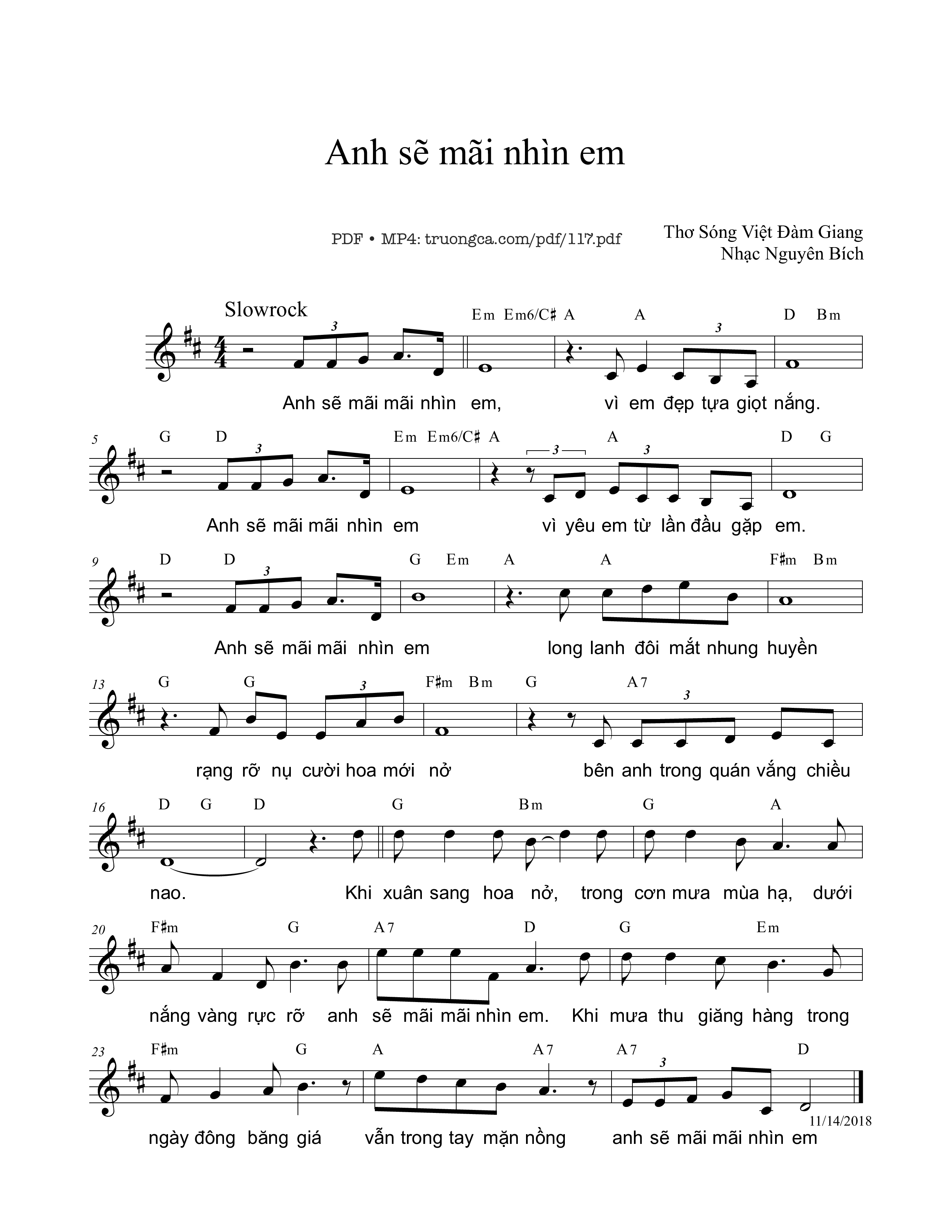 Sheet PDF of Anh sẽ mãi nhìn em