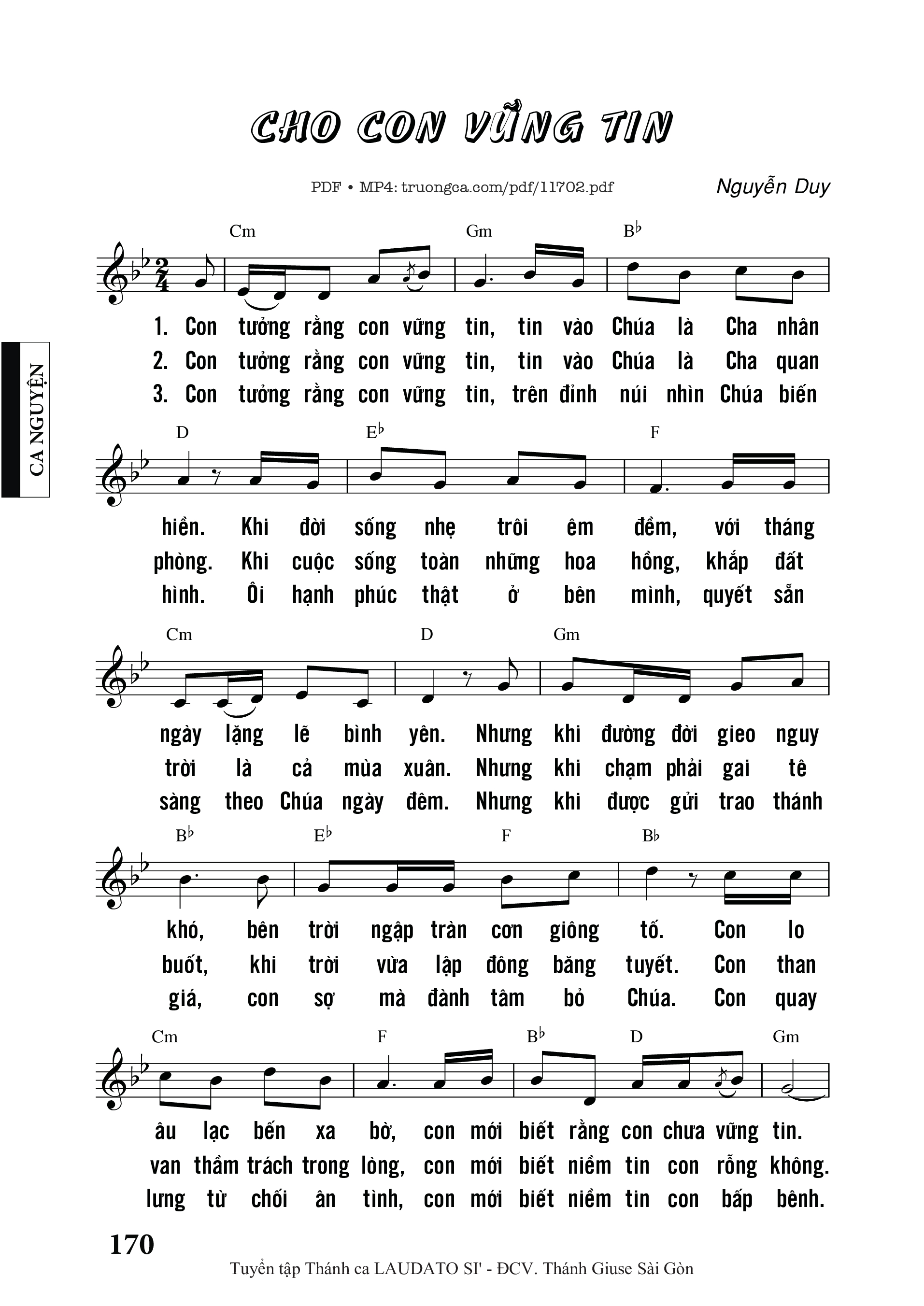 Sheet PDF of Cho Con Vững Tin