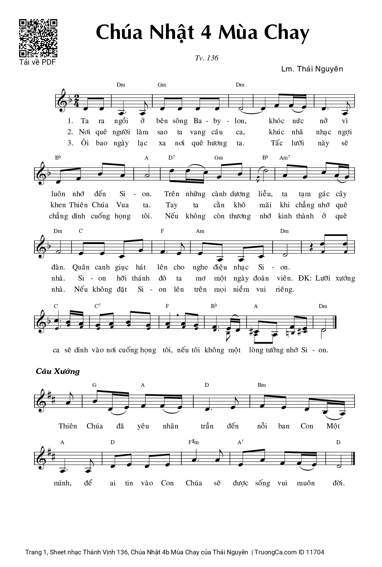 Sheet PDF of Thánh Vịnh 136, Chúa Nhật 4b Mùa Chay