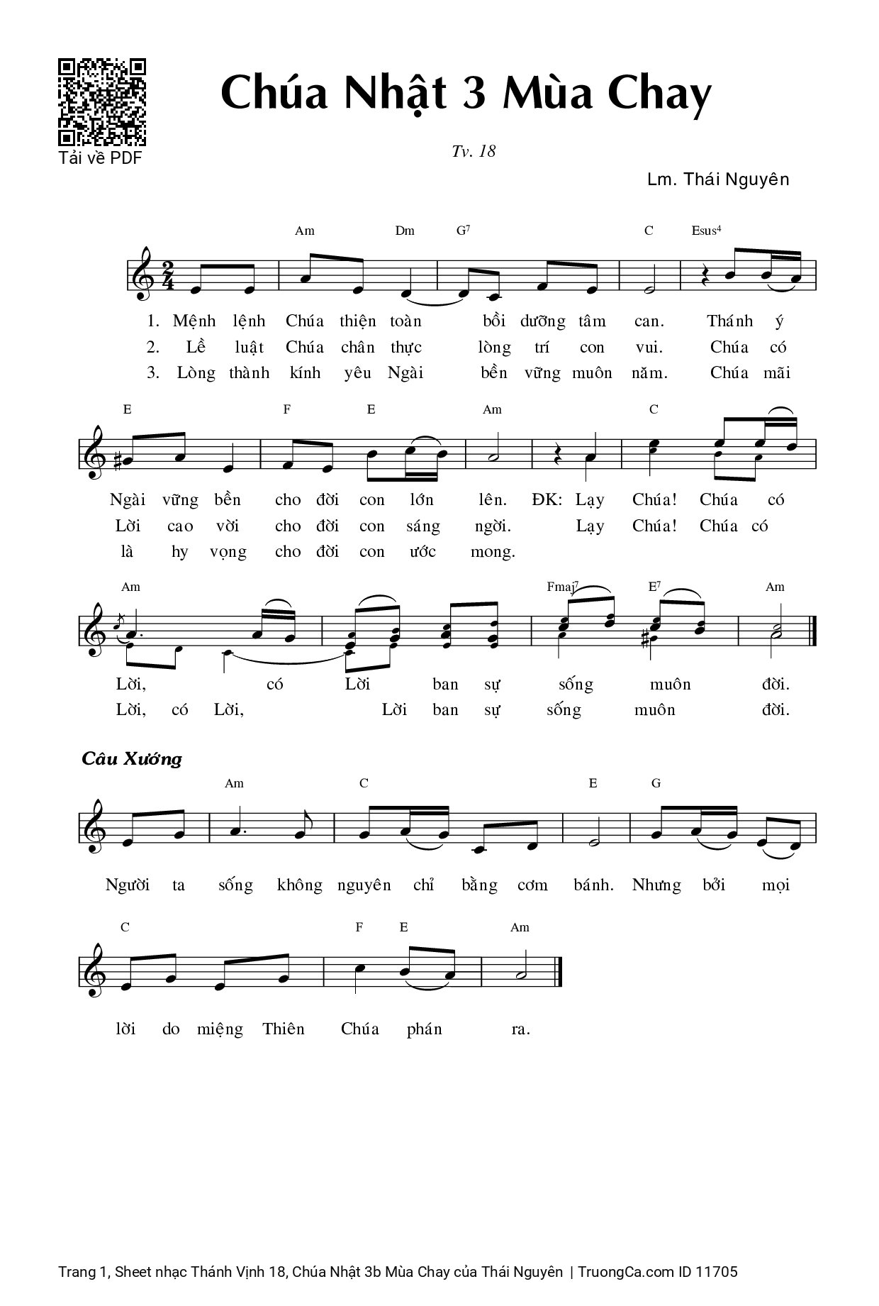 Sheet PDF of Thánh Vịnh 18, Chúa Nhật 3b Mùa Chay