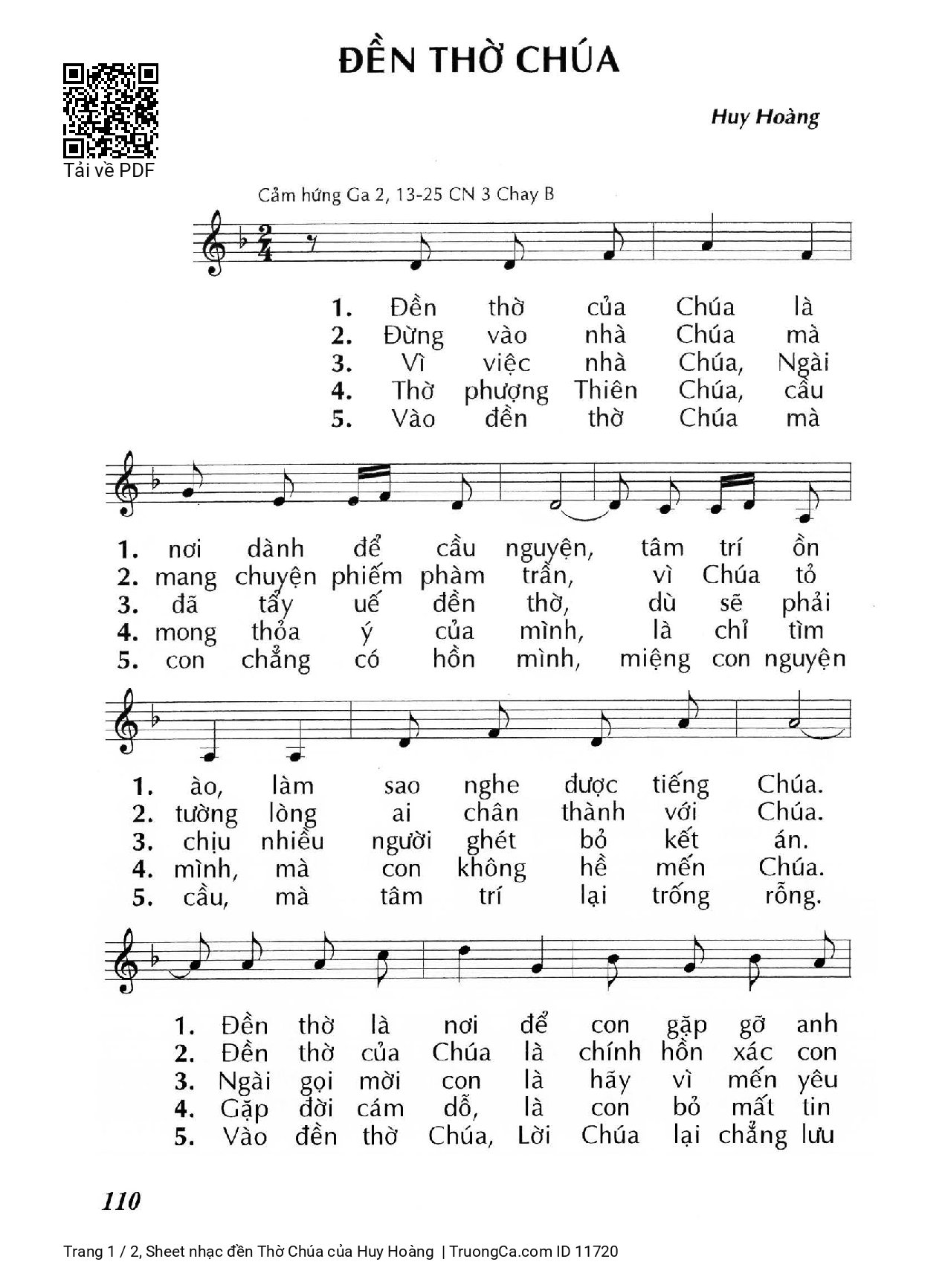 Sheet PDF of đền Thờ Chúa