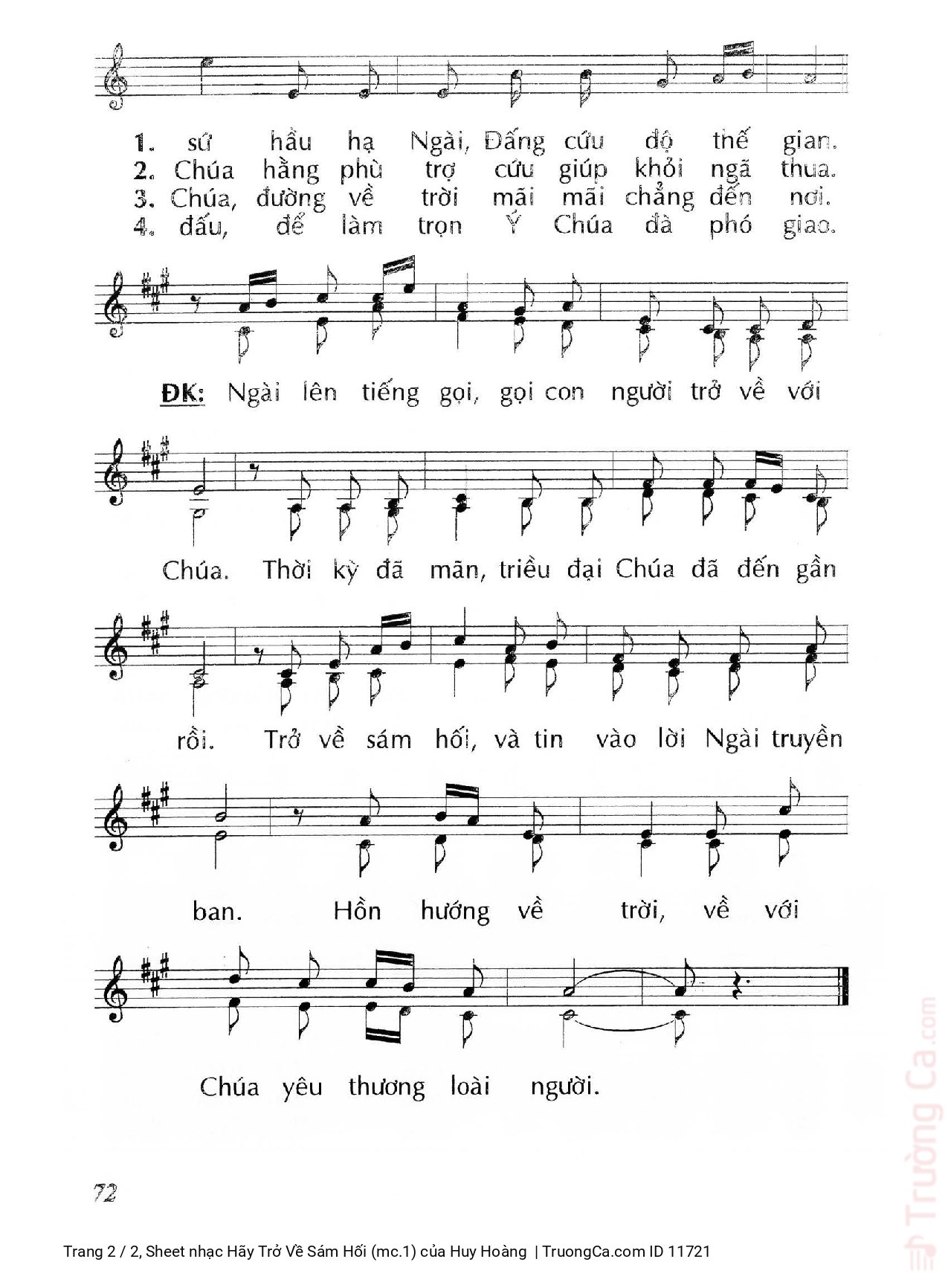 Page 2 of Sheet music PDF Hãy Trở Về Sám Hối (mc.1) - Huy Hoàng