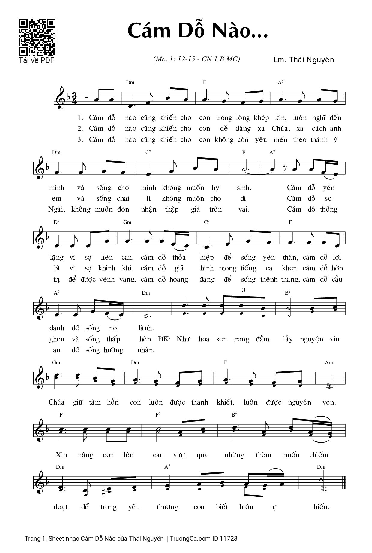 Sheet PDF of Cám Dỗ Nào - Thái Nguyên